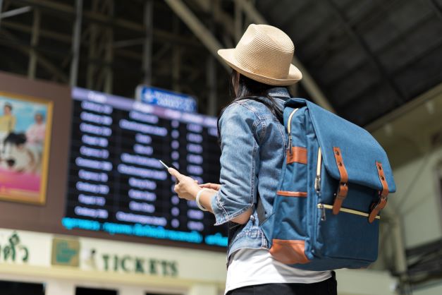 Person at train station