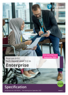 Pearson BTEC Tech Award Level 1/2 in Enterprise 2022